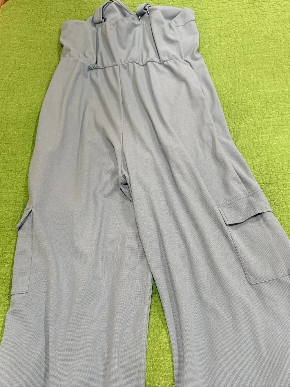 HALARA Dusty Blue Wide-Leg Cargo Jumpsuit with Straps - Picture 1 of 5